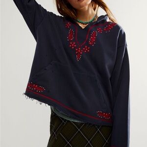 NWT Found Free People Paisley Embroidered Hoodie